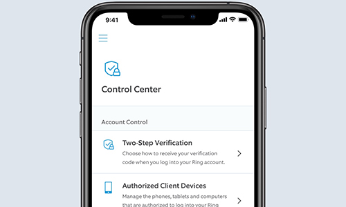 Ring control center on mobile device