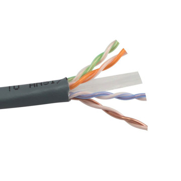 Picture of SCP CAT6 550 MHZ, 23 AWG SOLID BARE COPPER, 4PR, UTP, (C)UL FT6, JKT - GRAY - 1000 FT REEL IN BOX