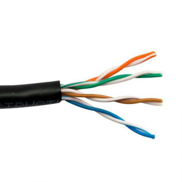Picture of SCP CAT5E 350 MHZ, 24 AWG SOLID BARE COPPER, 4PR UTP, UV RATED PVC JKT- BLACK - 1000 FT BOX