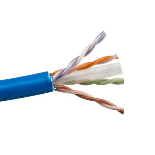 Picture of SCP CAT6 550 MHZ, 23 AWG SOLID BARE COPPER, 4PR, UTP, (C)UL FT6, JKT - BLUE - 1000 FT REEL IN BOX