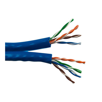 Picture of CAT5E SIAMESE- BONDED 2x 350 MHz 24 AWG SOLID BC 4PR UTP, UL CMR, PVC JKT- BLUE- 1000 FT SPOOL